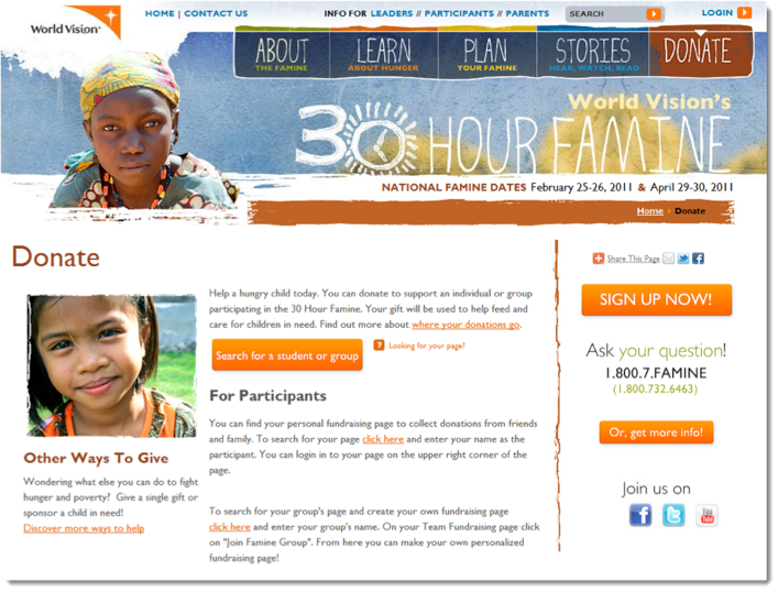 World Vision - Donate Page